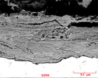 Cross section through corrosion pit